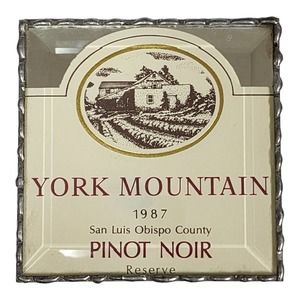 Vintage 1987 York Mountain Vineyard Coelho Glass Bar Coaster San Luis Obispo